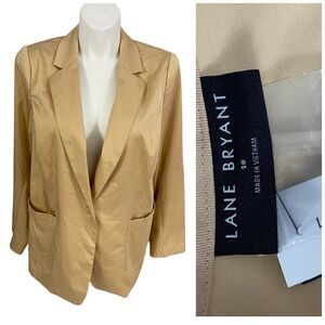 Lane Bryant Blazer Womens Sz 18 Tan Jacket Office Corpcore Career Capsule Basic